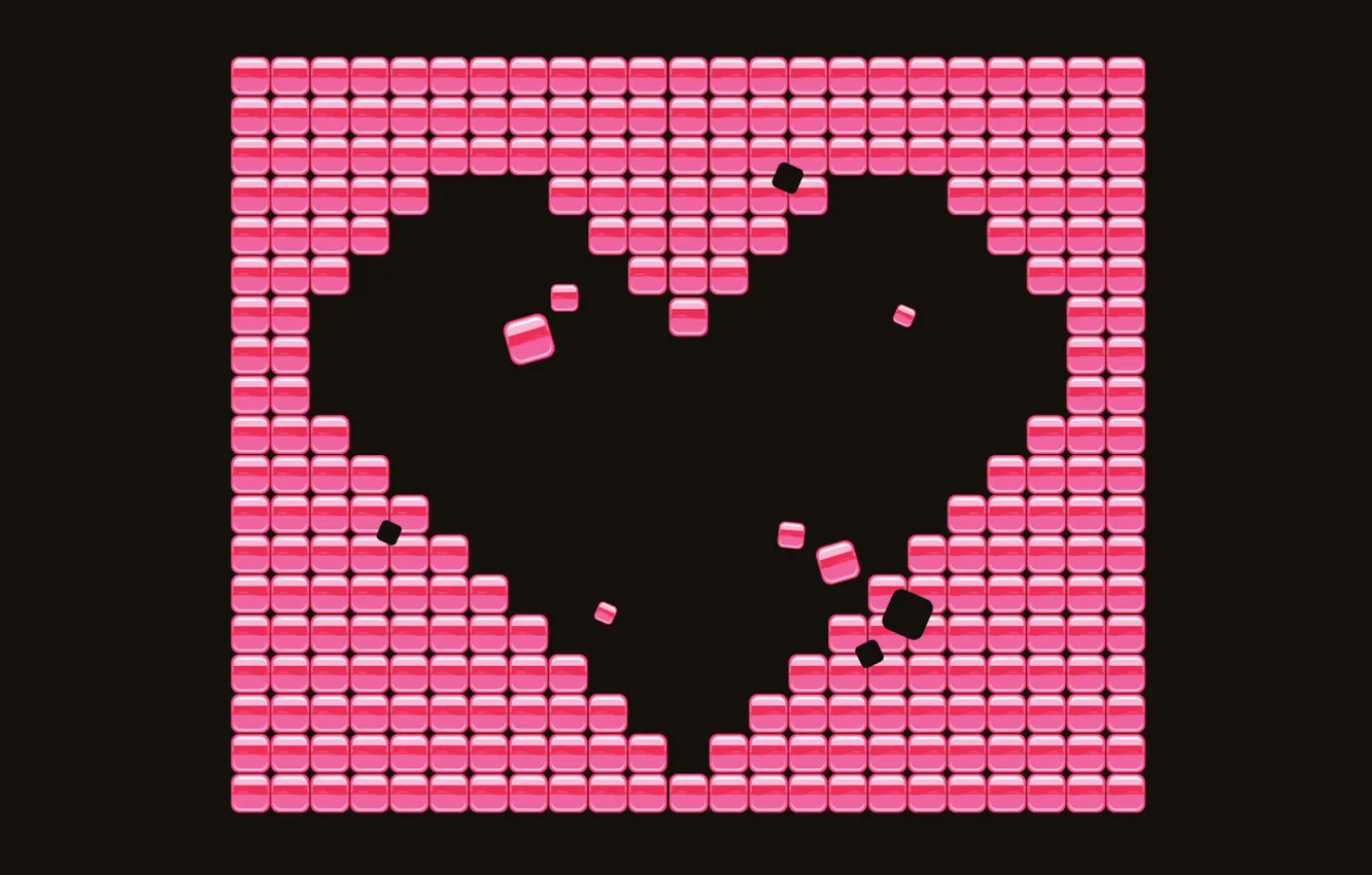 Фото обои квадратики, чёрное, розовое, сердечко