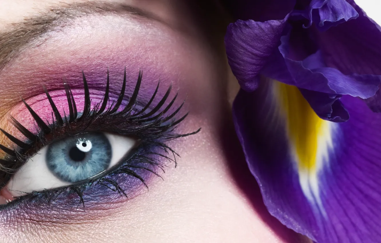 Фото обои Flower, Beauty, Violet, Makeup, Eye
