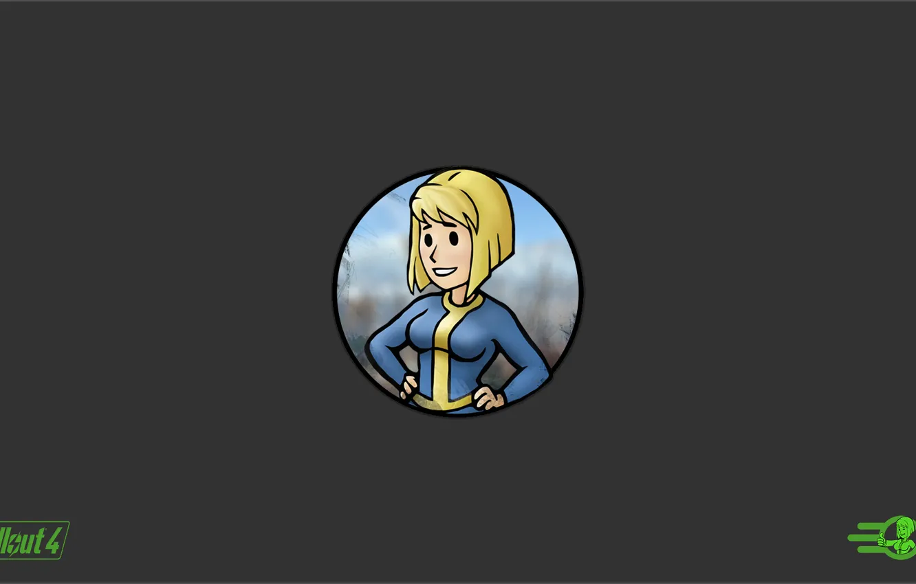 Фото обои фон, игра, минимализм, fallout 4, vault-girl