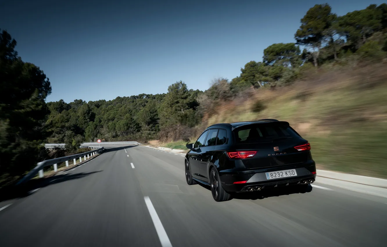 Фото обои чёрный, вид сзади, универсал, Seat, 2019, Leon Cupra R ST