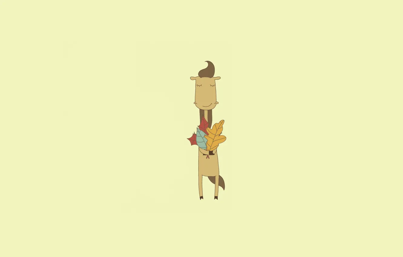 Фото обои осень, листья, лошадь, символ года