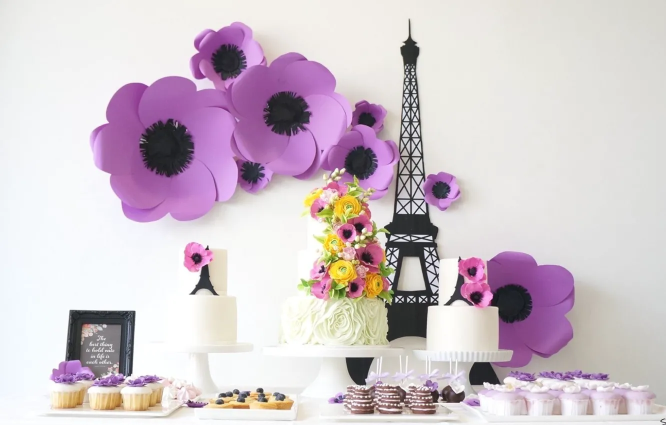 Фото обои торт, украшение, пирожное, сладкое, кексы, ассорти