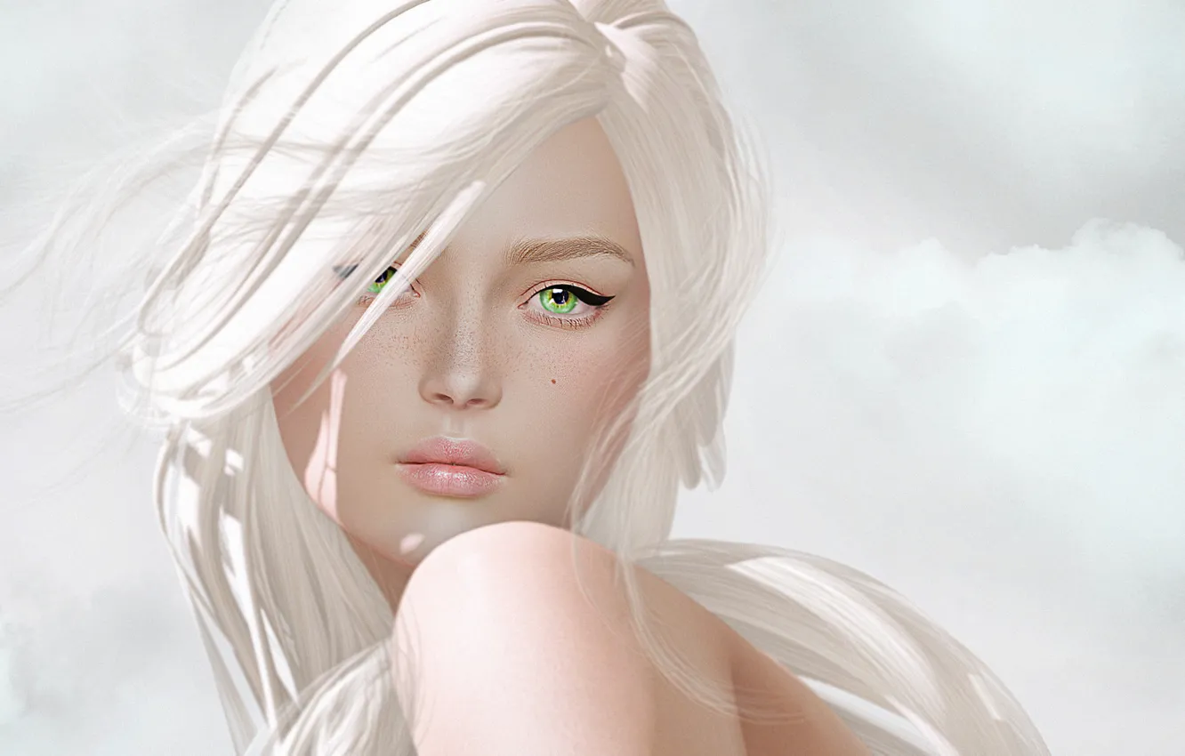 Фото обои глаза, взгляд, девушка, волосы, блондинка