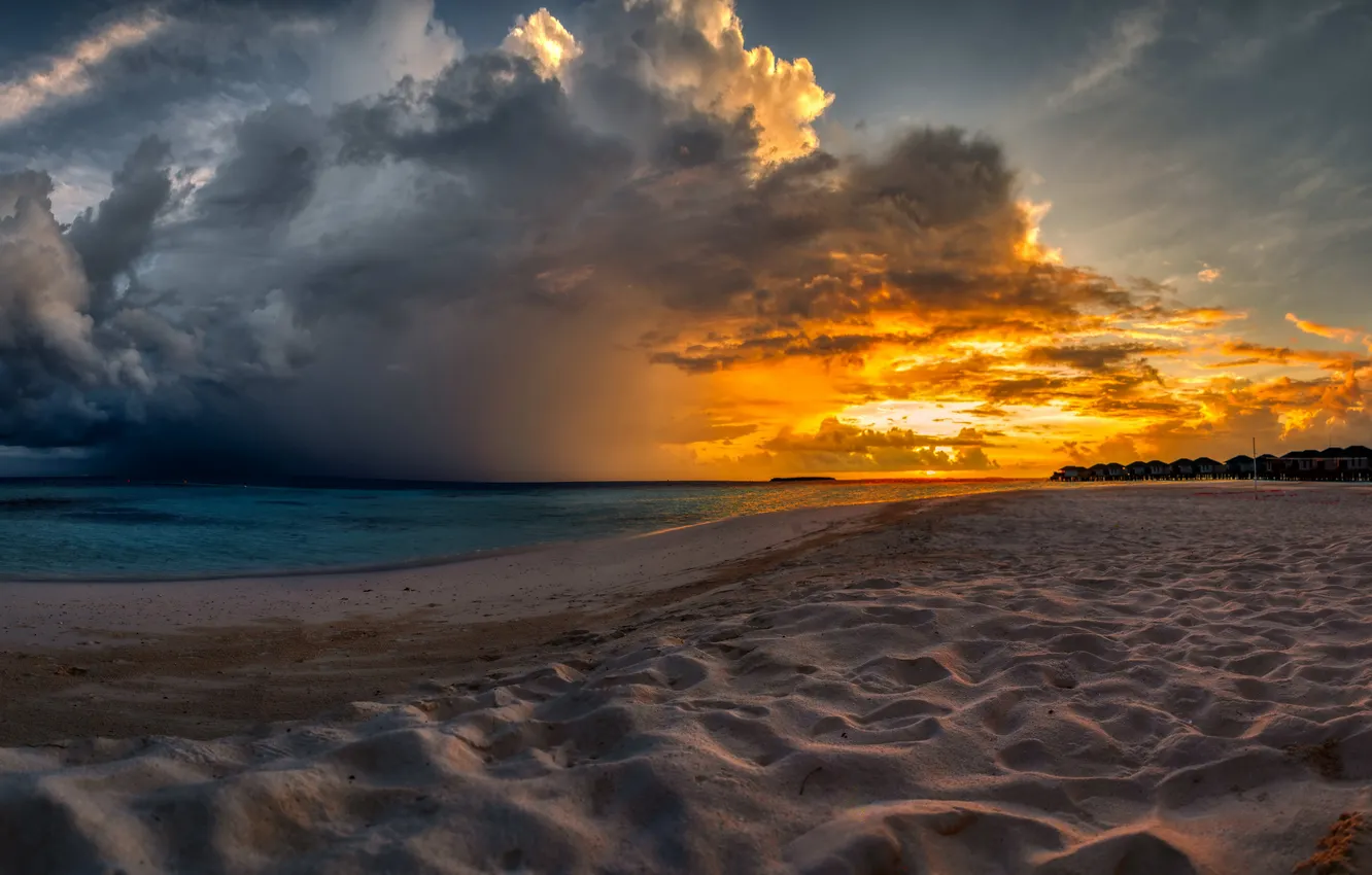 Фото обои Beach, Sunset, Maldives