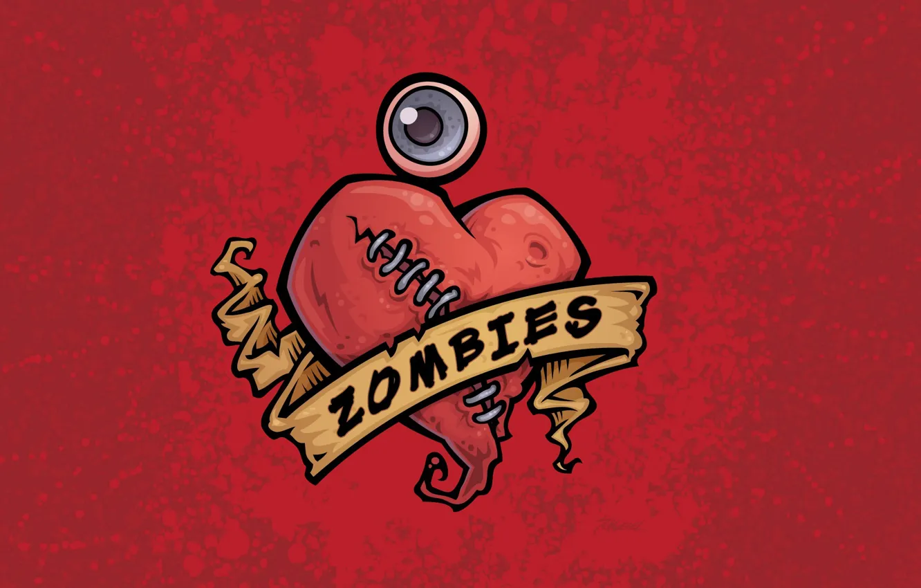Фото обои глаз, сердце, рисунок, зомби, zombie