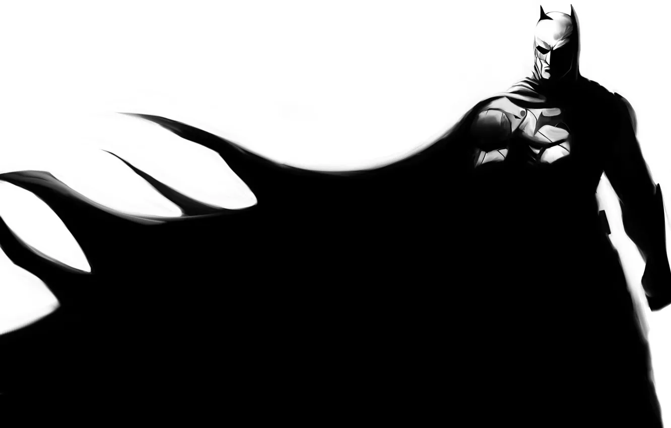 Фото обои взгляд, фон, игра, маска, плащ, Batman, Bruce Wayne, черный костюм