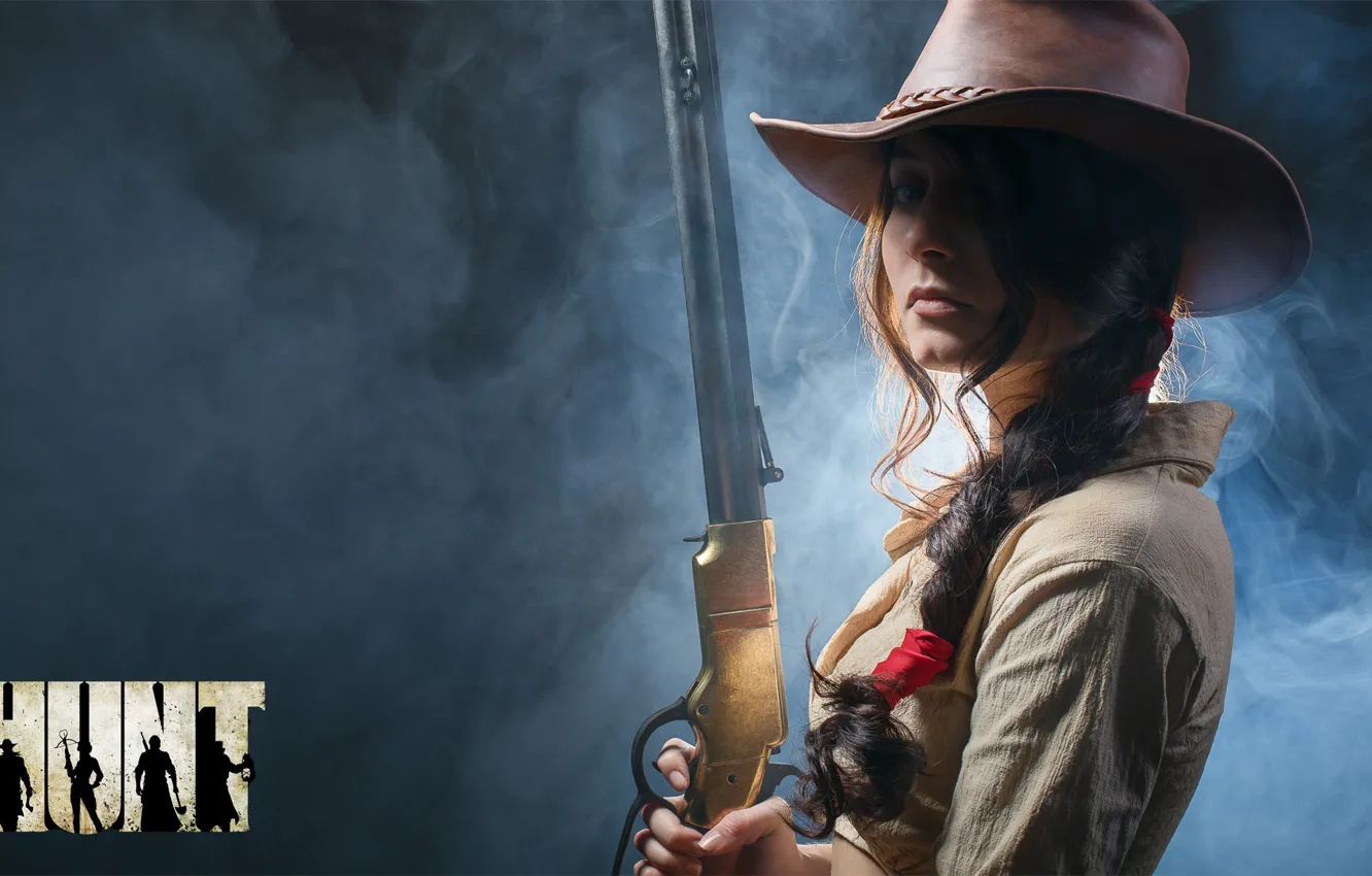 Фото обои Девушка, винчестер, винтовка, стрелок, дикий запад, Hunt Showdown