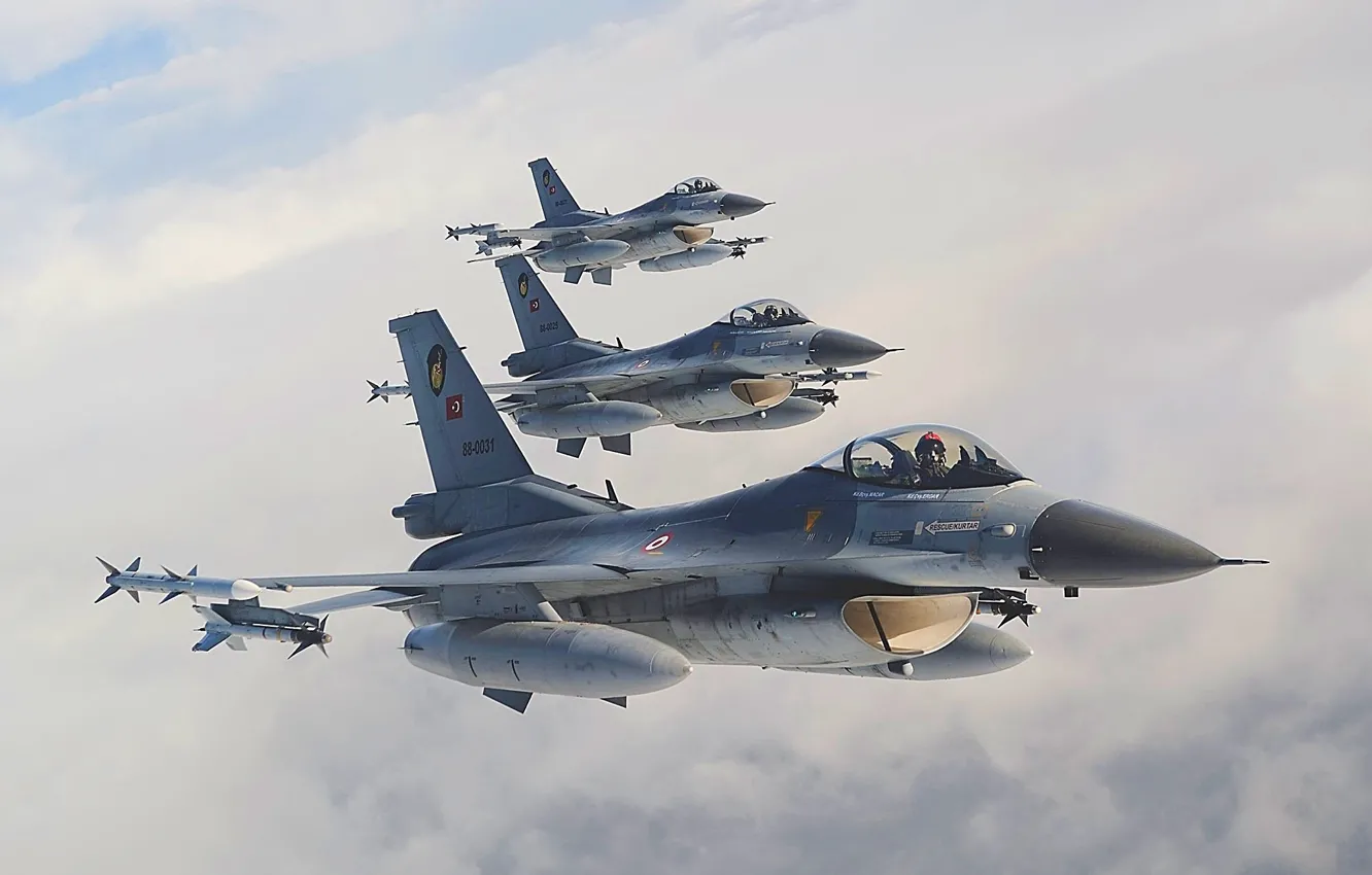 Фото обои clouds, f-16, türk hava kuvvetleri