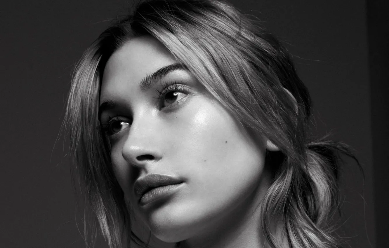 Фото обои модель, черно-белое, Hailey Baldwin