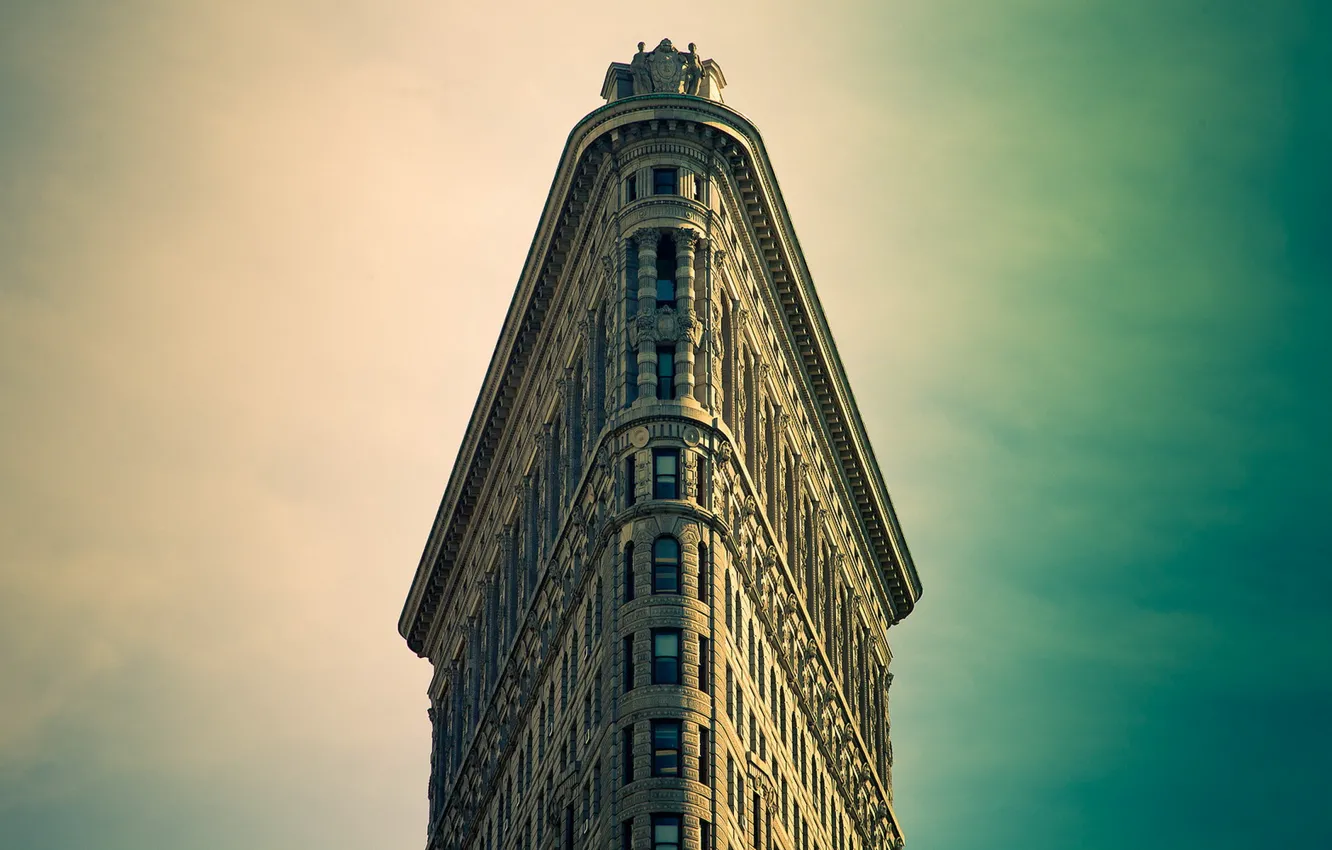 Фото обои небо, город, здание, New York, Manhattan, NYC, Flatiron Building