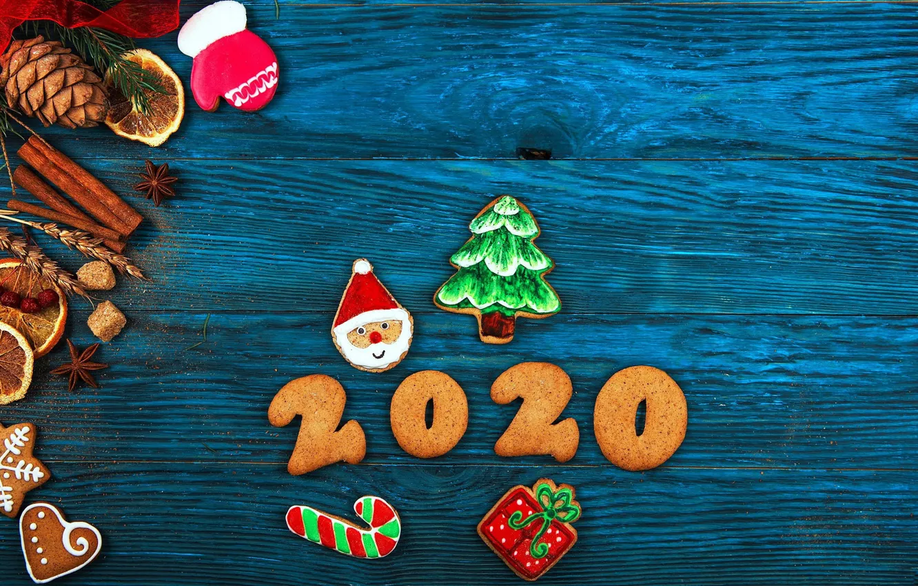 Фото обои печенье, Новый год, выпечка, New Year, 2020