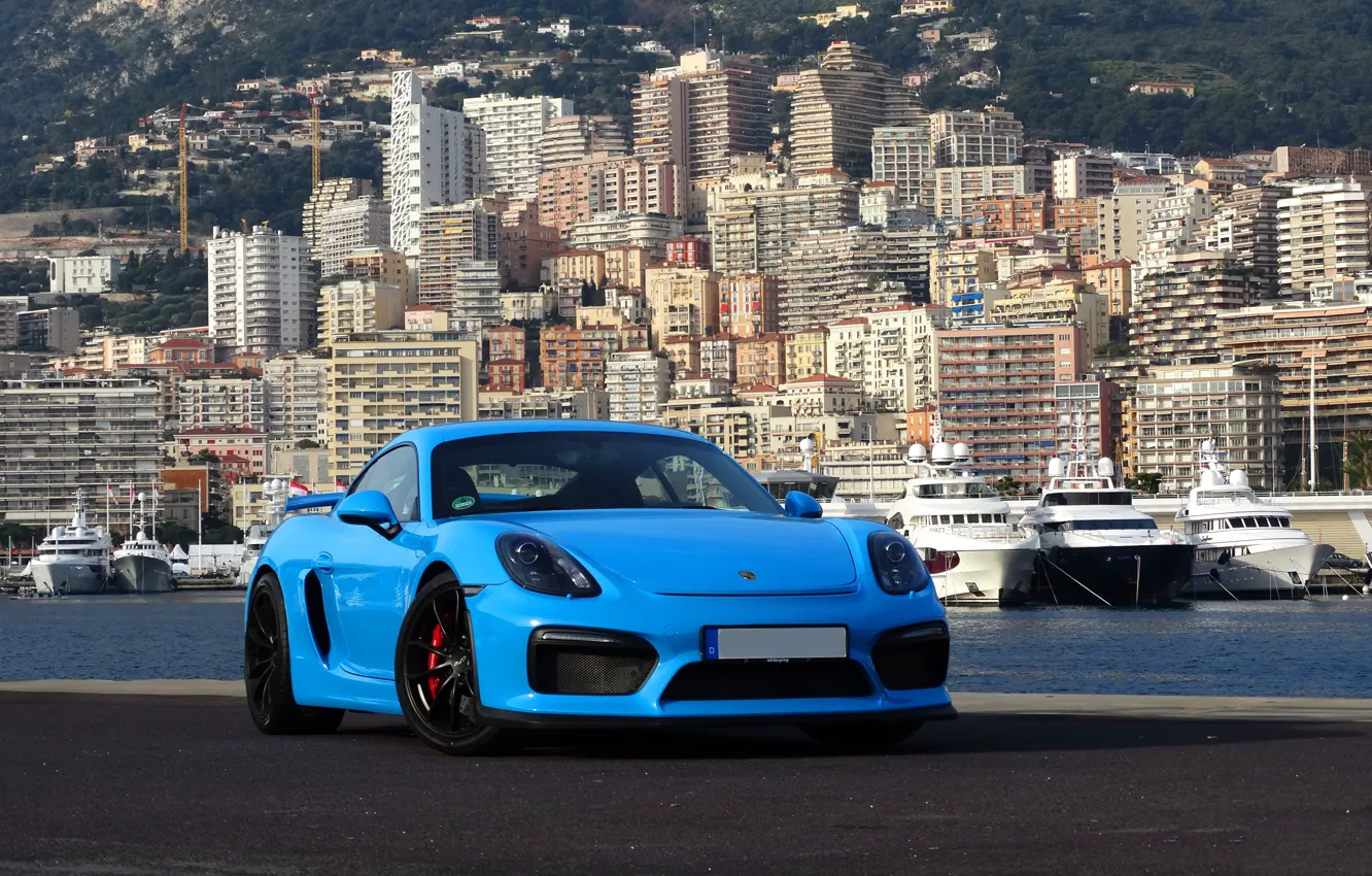 Фото обои Porsche, Cayman, Blue, GT4