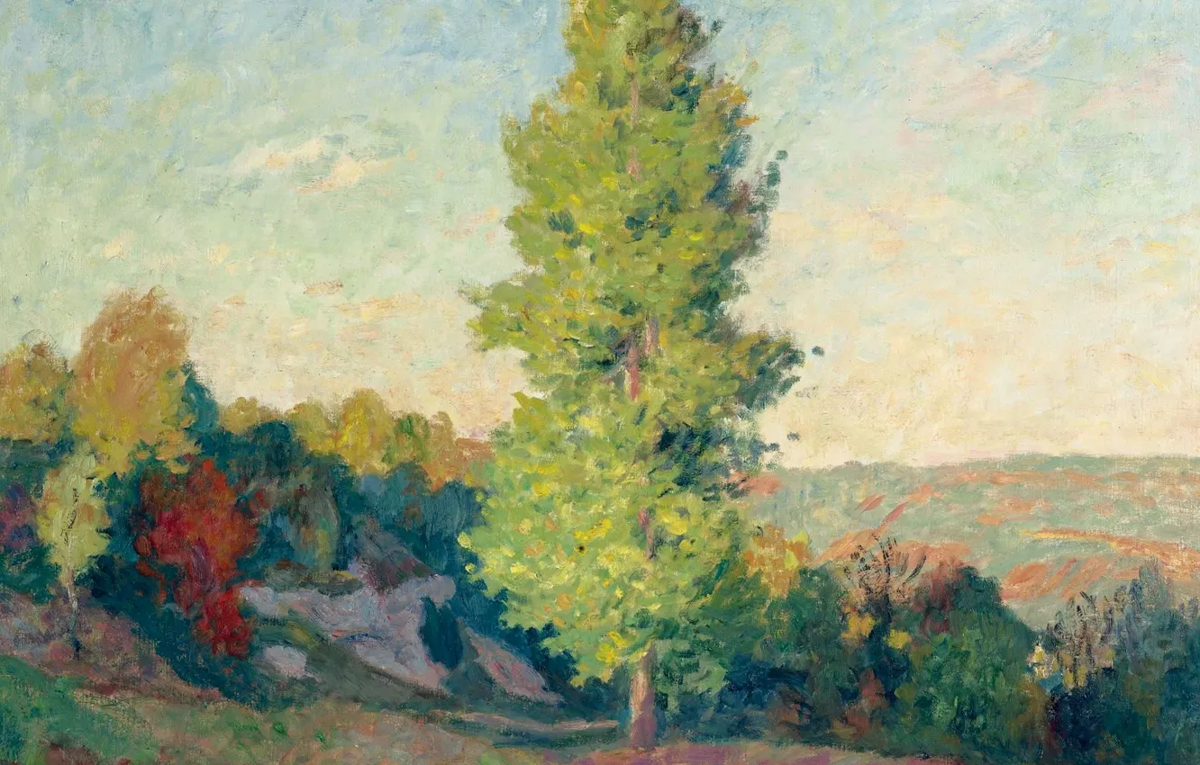 Фото обои природа, дерево, картина, Пейзаж, Georges d'Espagnat