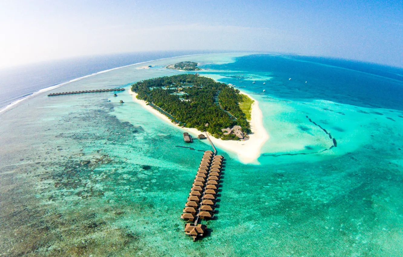 Фото обои острова, океан, атолл, Мальдивы, курорт, Maldives, Meeru Island