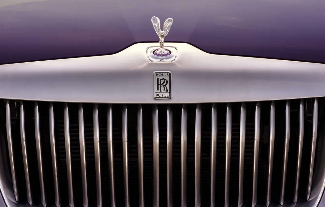 Фото обои Rolls-Royce, logo, Spirit of Ecstasy, sculpture, grille, Amethyst, Rolls-Royce Amethyst Droptail