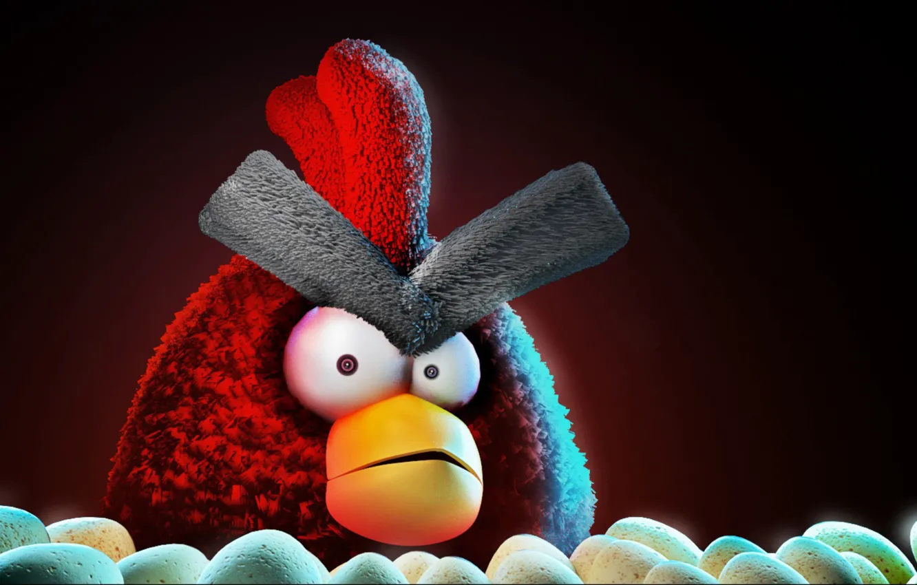Фото обои красный, птица, яйца, Angry-Birds
