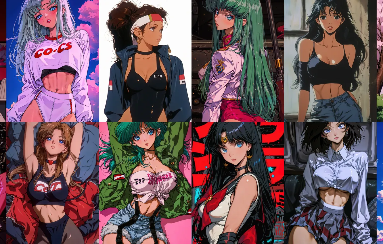 Фото обои Girl, sexy, Anime, Girls, Street Fighter, Sailor Moon, Evangelion, Chun Li