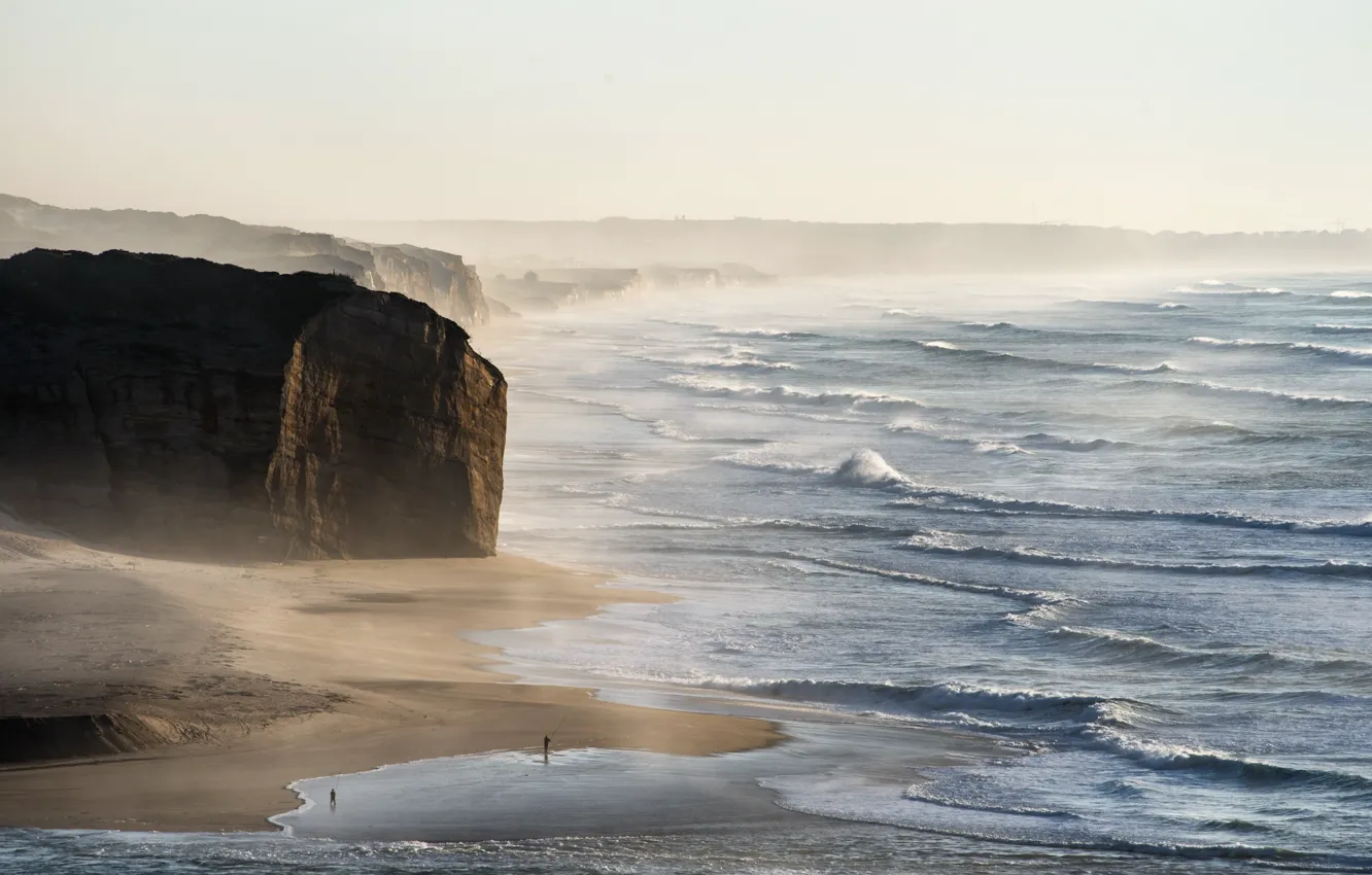 Фото обои море, туман, берег