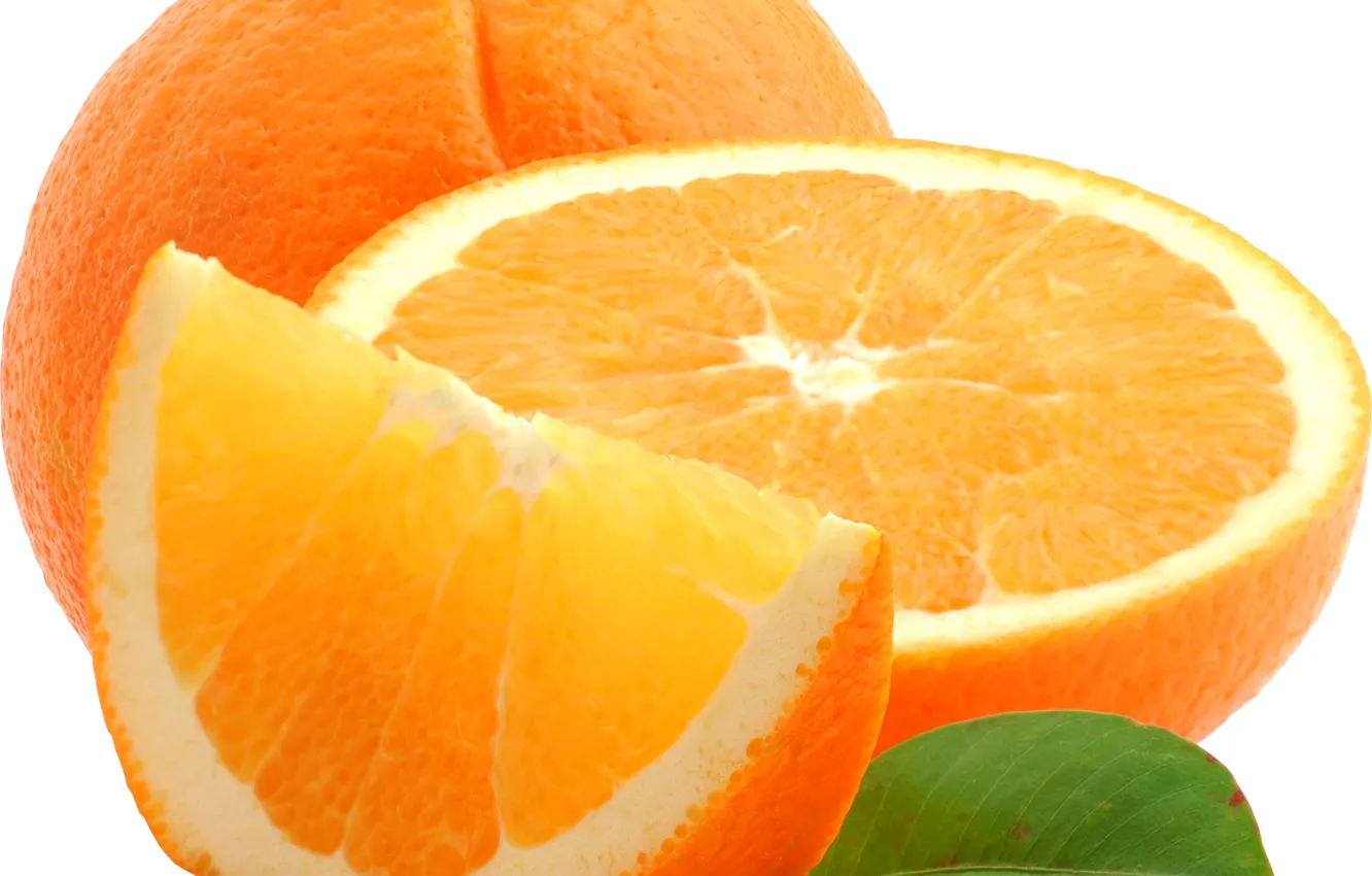 Фото обои макро, лист, апельсин, цитрус