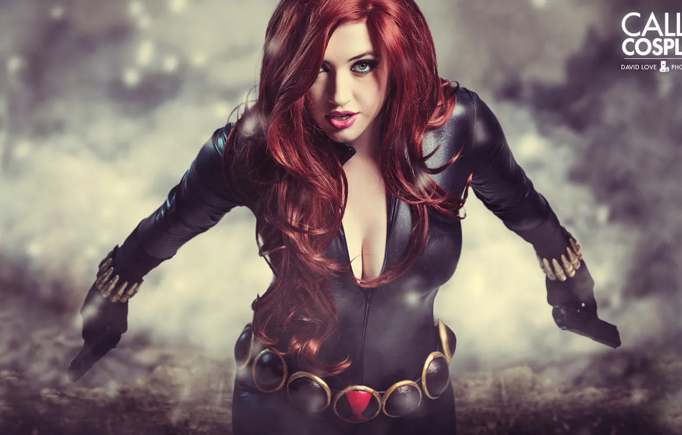 Фото обои девушка, оружие, костюм, cosplay, Black Widow