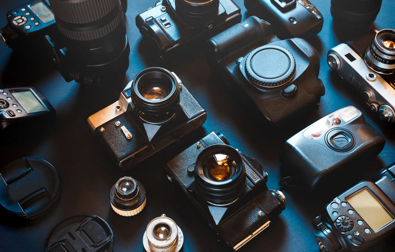 Фото обои concept, camera, collection, empty, dslr, creativity, digital camera, component