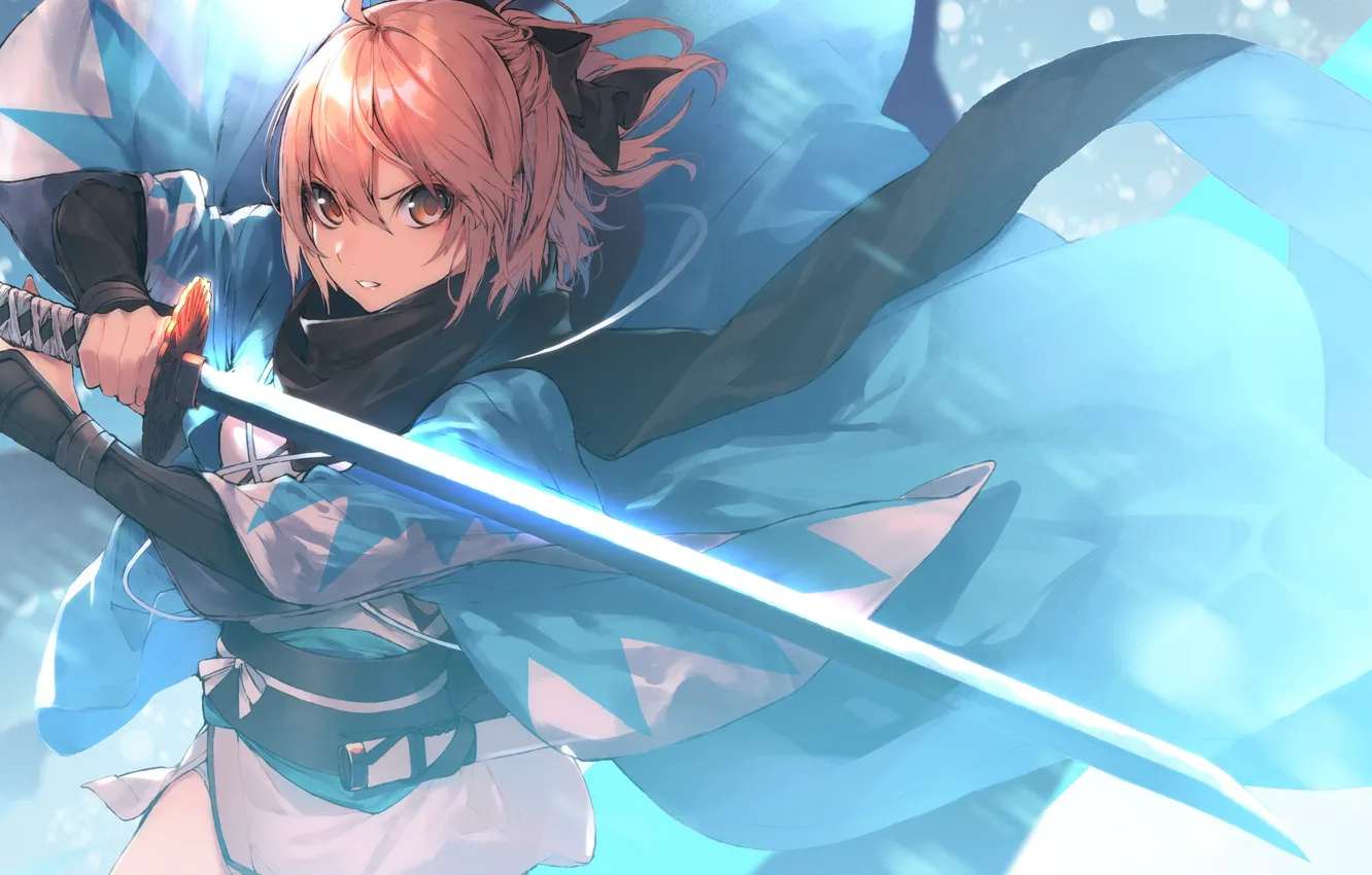 Фото обои девушка, оружие, меч, аниме, арт, Fate