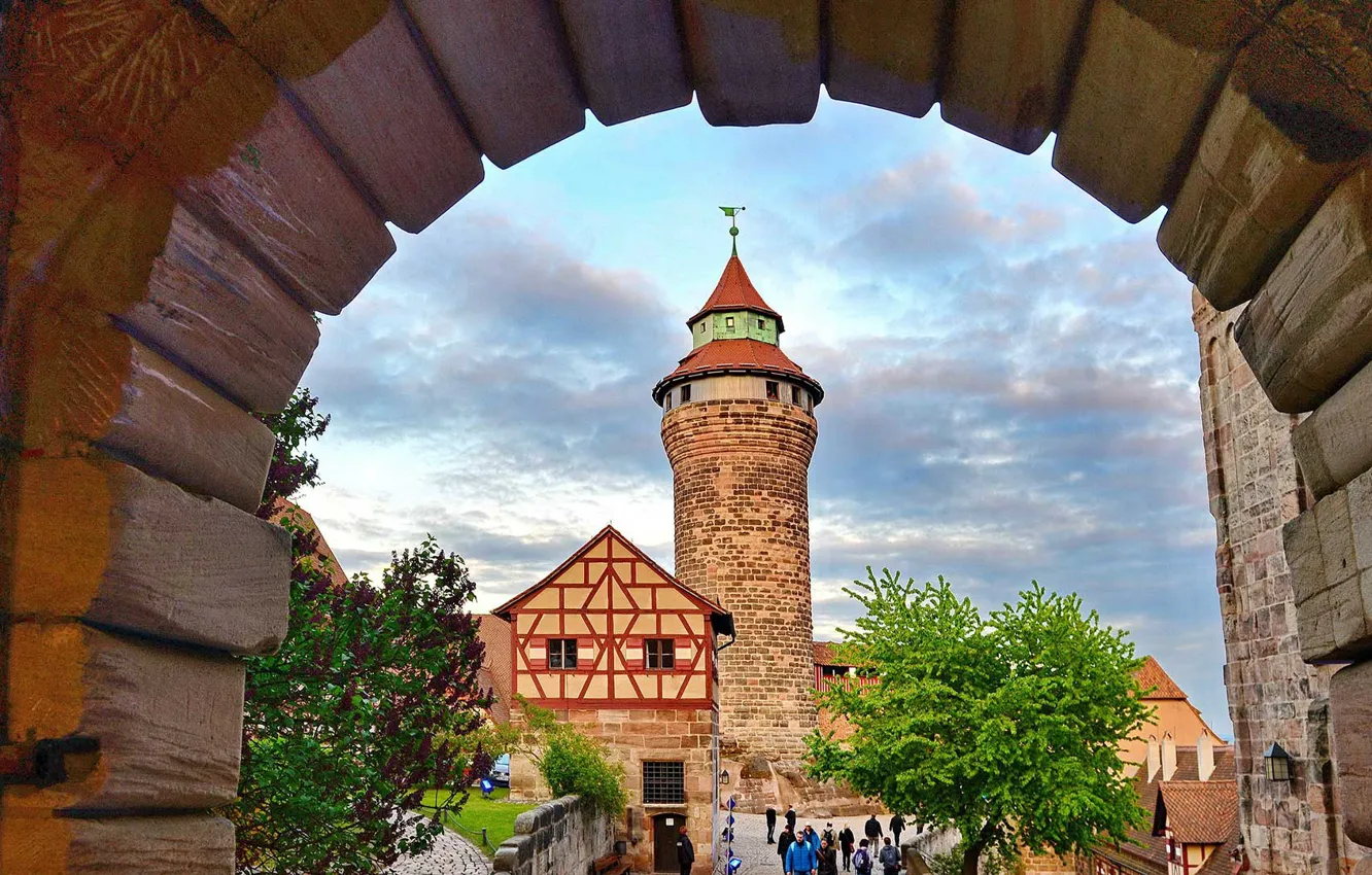 Фото обои башня, Германия, крепость, Нюрнберг, Sinwell Tower