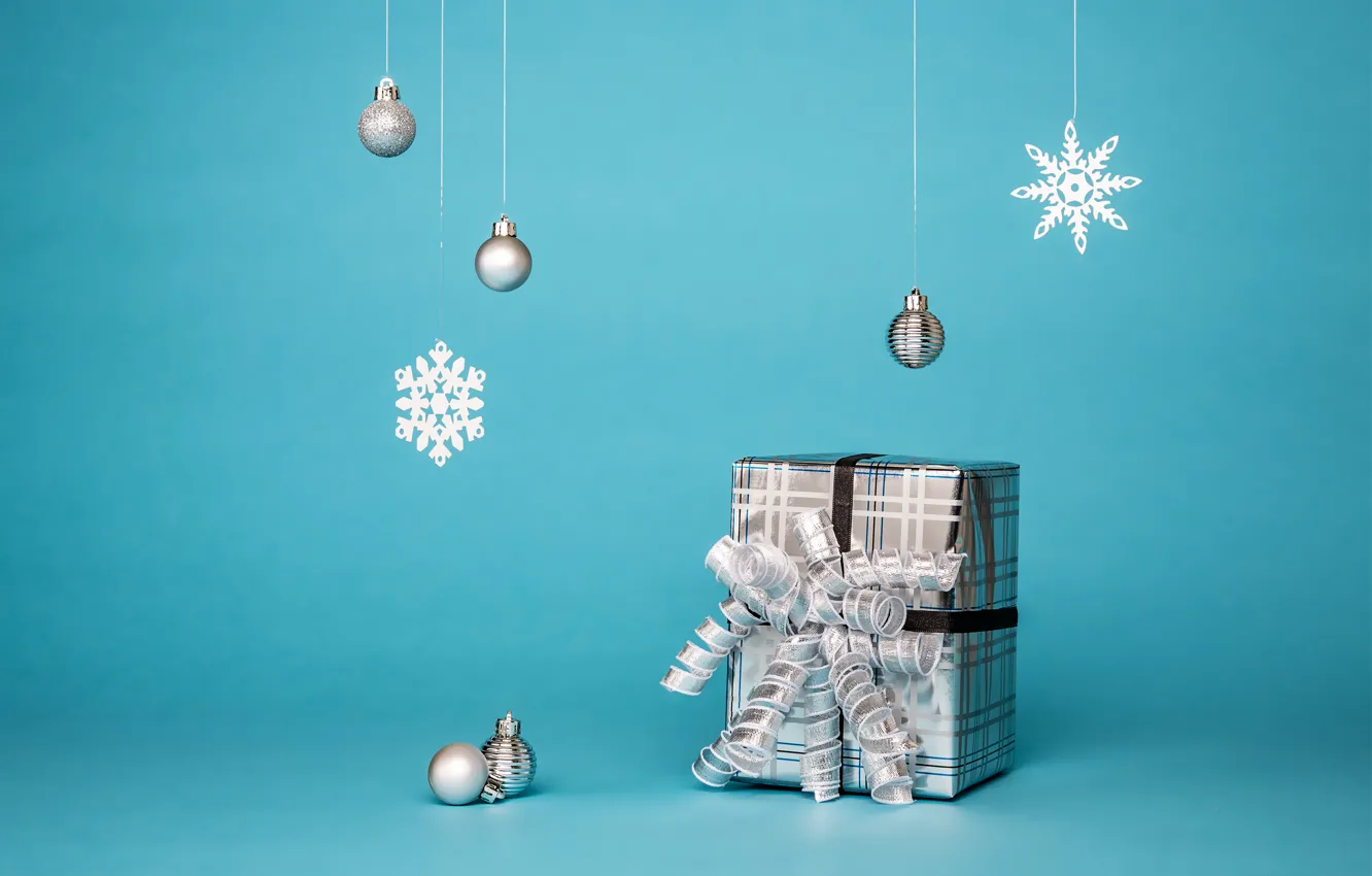 Фото обои зима, шарики, праздник, Рождество, Новый год, коробки, новогодние украшения, новогодни декорации
