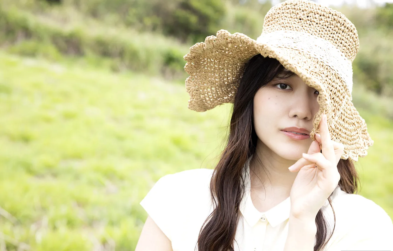 Фото обои Beautiful, Asian, Model, Woman, Hat, Pretty, Japanese, Outdoor