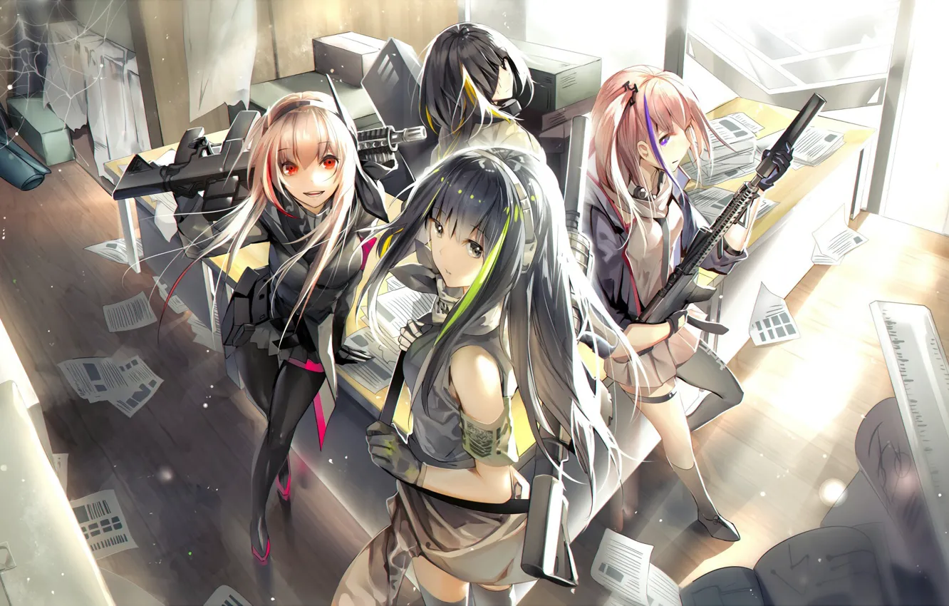 Фото обои gun, game, weapon, anime, rifle, japanese, bishojo, Girls Frontline
