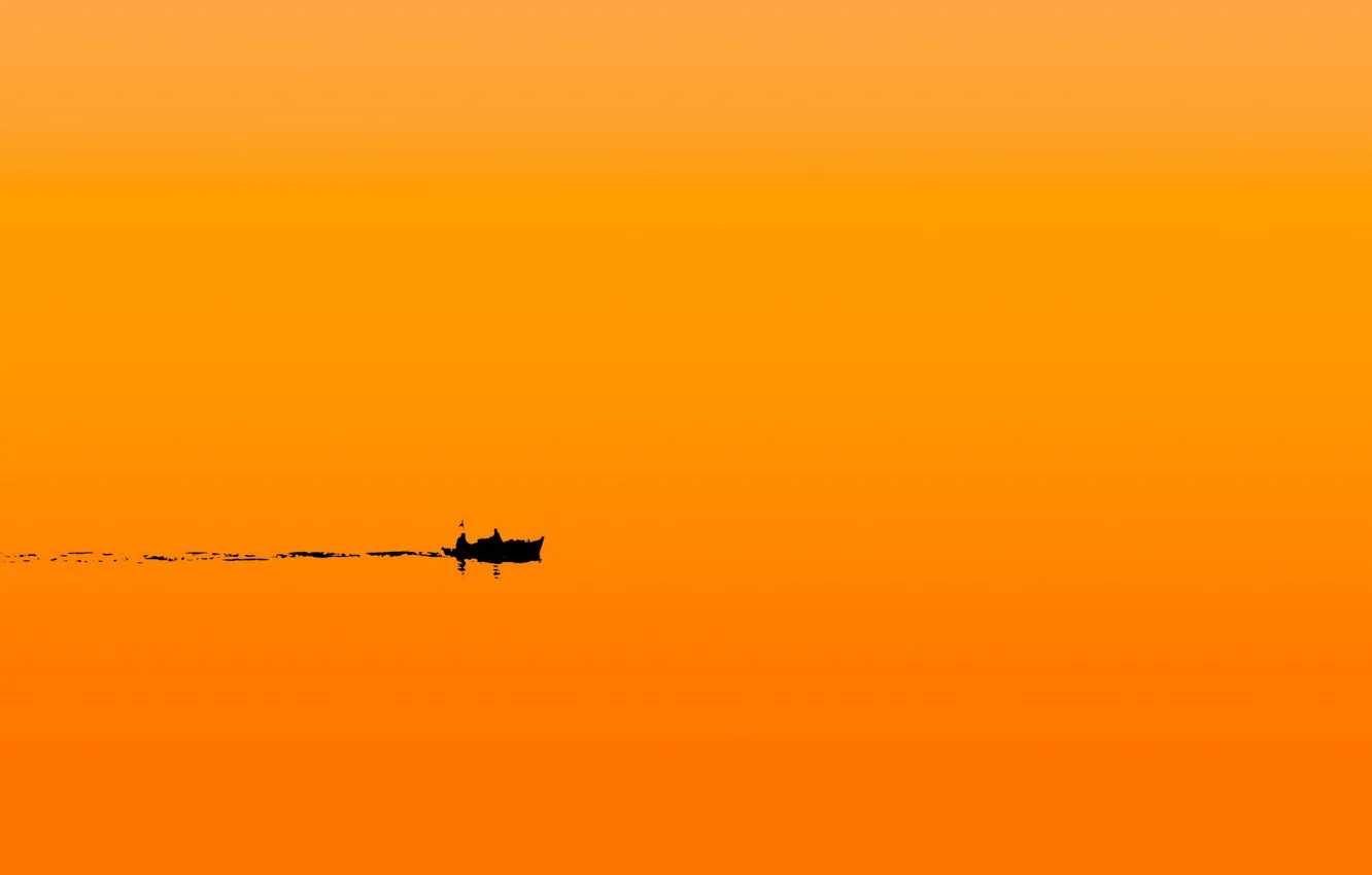 Фото обои море, ночь, лодка