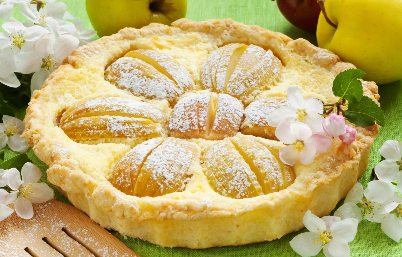 Фото обои пирог, cake, выпечка, pastries, яблочные цветы, Apple flowers