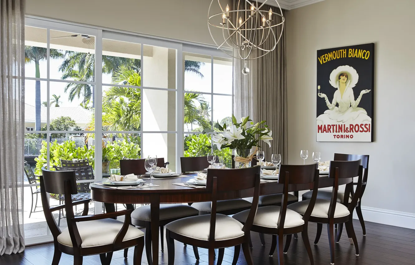 Фото обои дизайн, комната, интерьер, Флорида, столовая, Fort Lauderdale, glamour style, Inspired Glamour