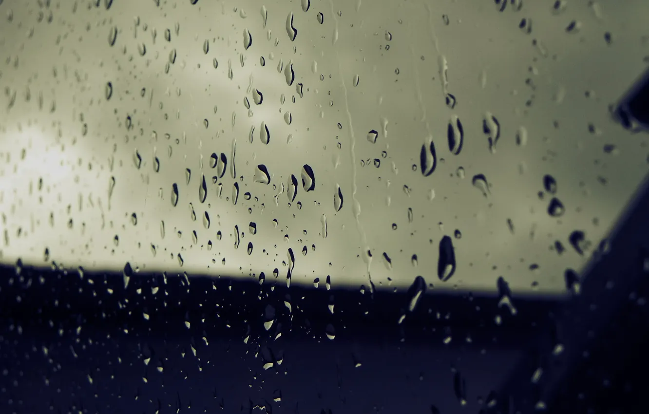 Фото обои осень, стекло, капли, дождь