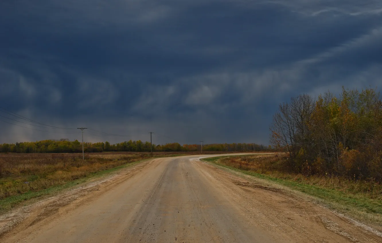 Фото обои Дорога, Осень, Тучи, Clouds, Sky, Autumn, Road