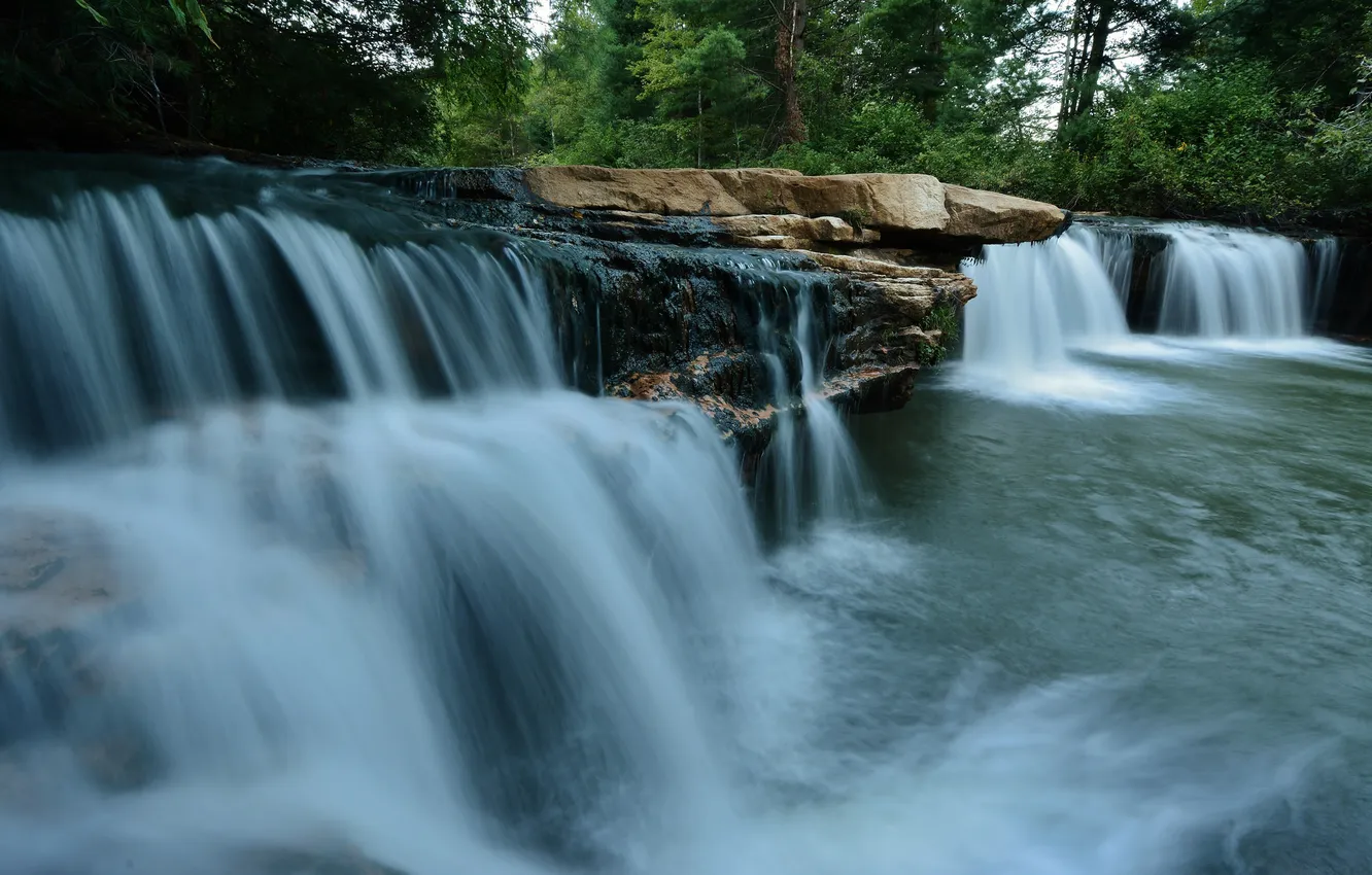 Фото обои вода, водопад, поток, water, waterfall, stream