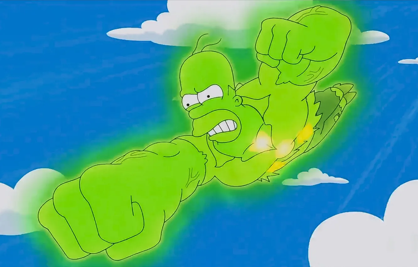 Фото обои Green, Homer Simpson, Cartoon, Fly, Radiation