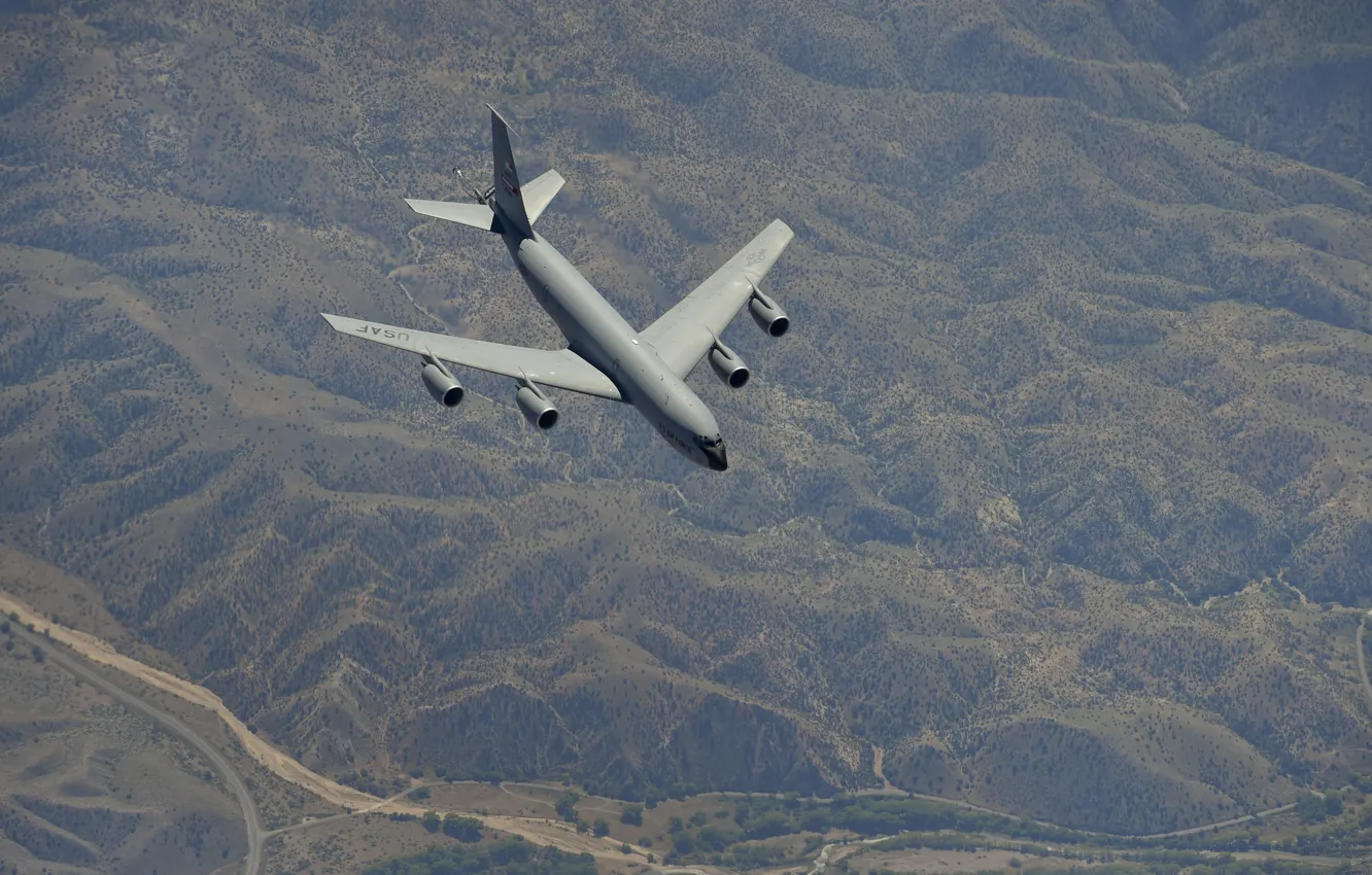 Фото обои USAF, Самолет-заправщик, KC-135R Stratotanker