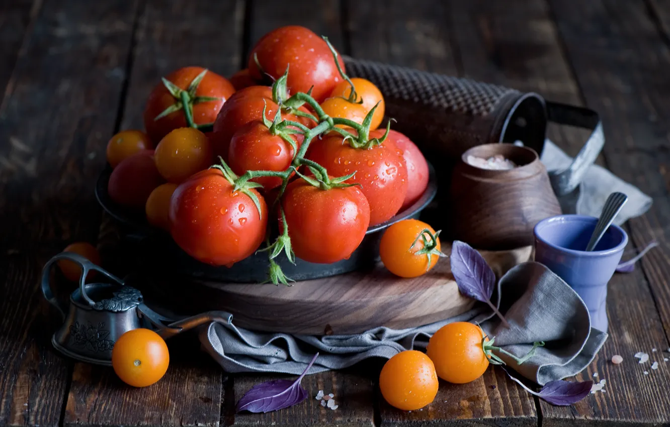 Фото обои натюрморт, овощи, помидоры, томаты