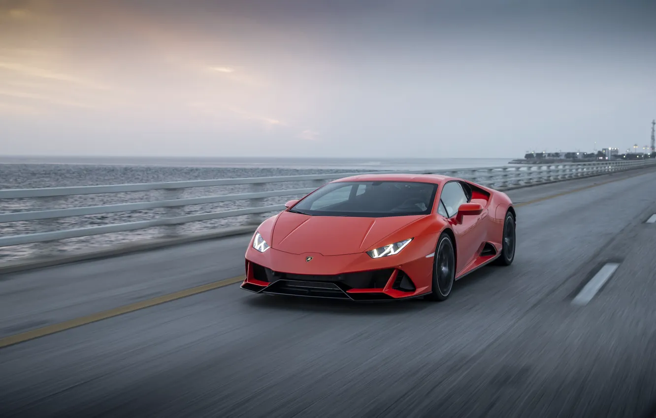 Фото обои скорость, Lamborghini, Evo, Huracan, 2019, Lamborghini Huracan Evo