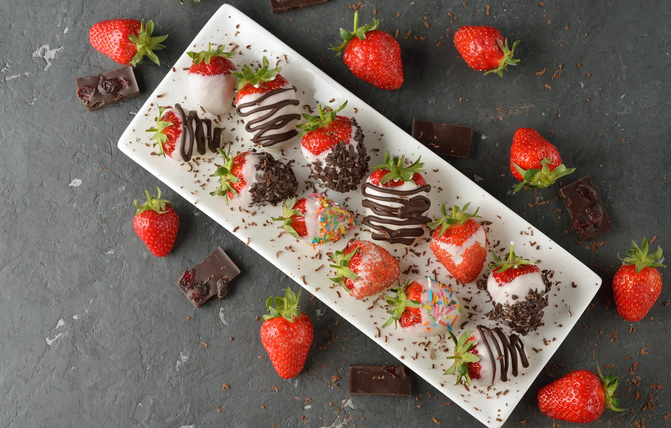 Фото обои ягоды, десерт, chocolate, dessert, клубника в шоколаде