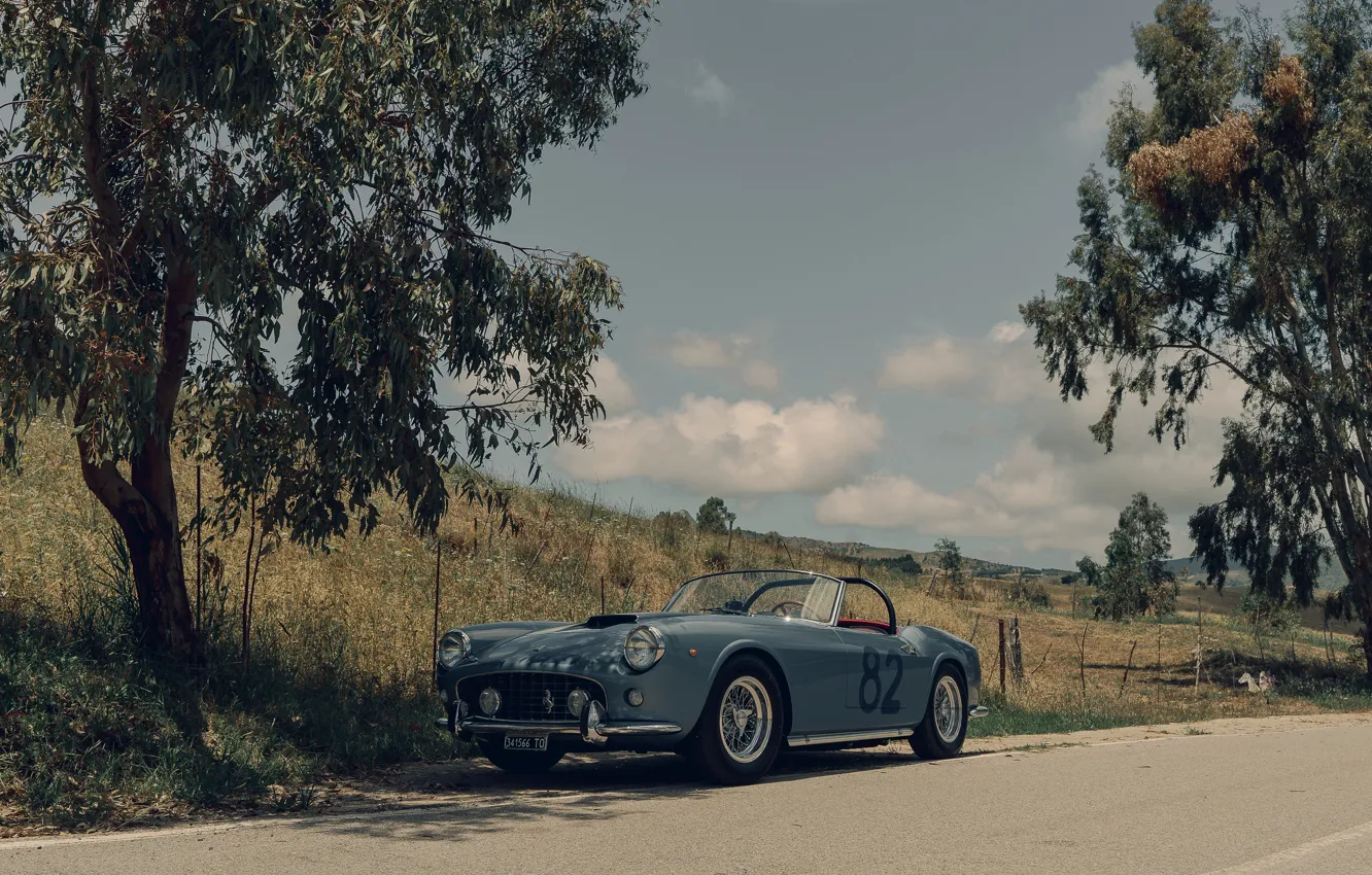 Фото обои car, 1960, Ferrari, sky, trees, 250, Ferrari 250 GT California Passo Corto