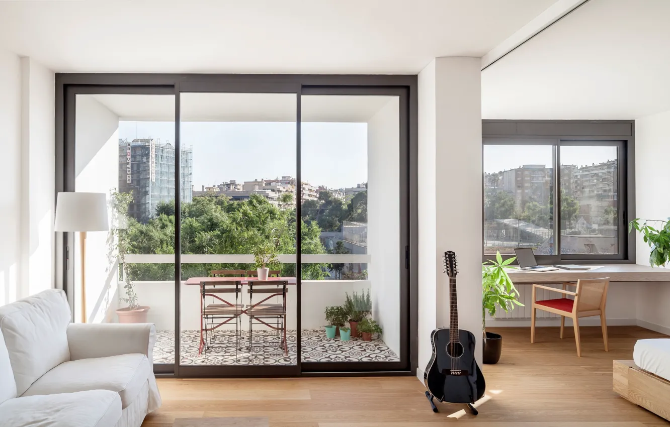 Фото обои интерьер, балкон, жилая комната, Home in Les Corts, by Roman Izquierdo Bouldstridge