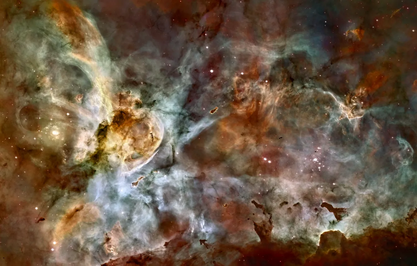 Фото обои Stars, Space, Hubble, Nebula, NGC 3372, Hubble Space Telescope, Chili, Carina Nebula
