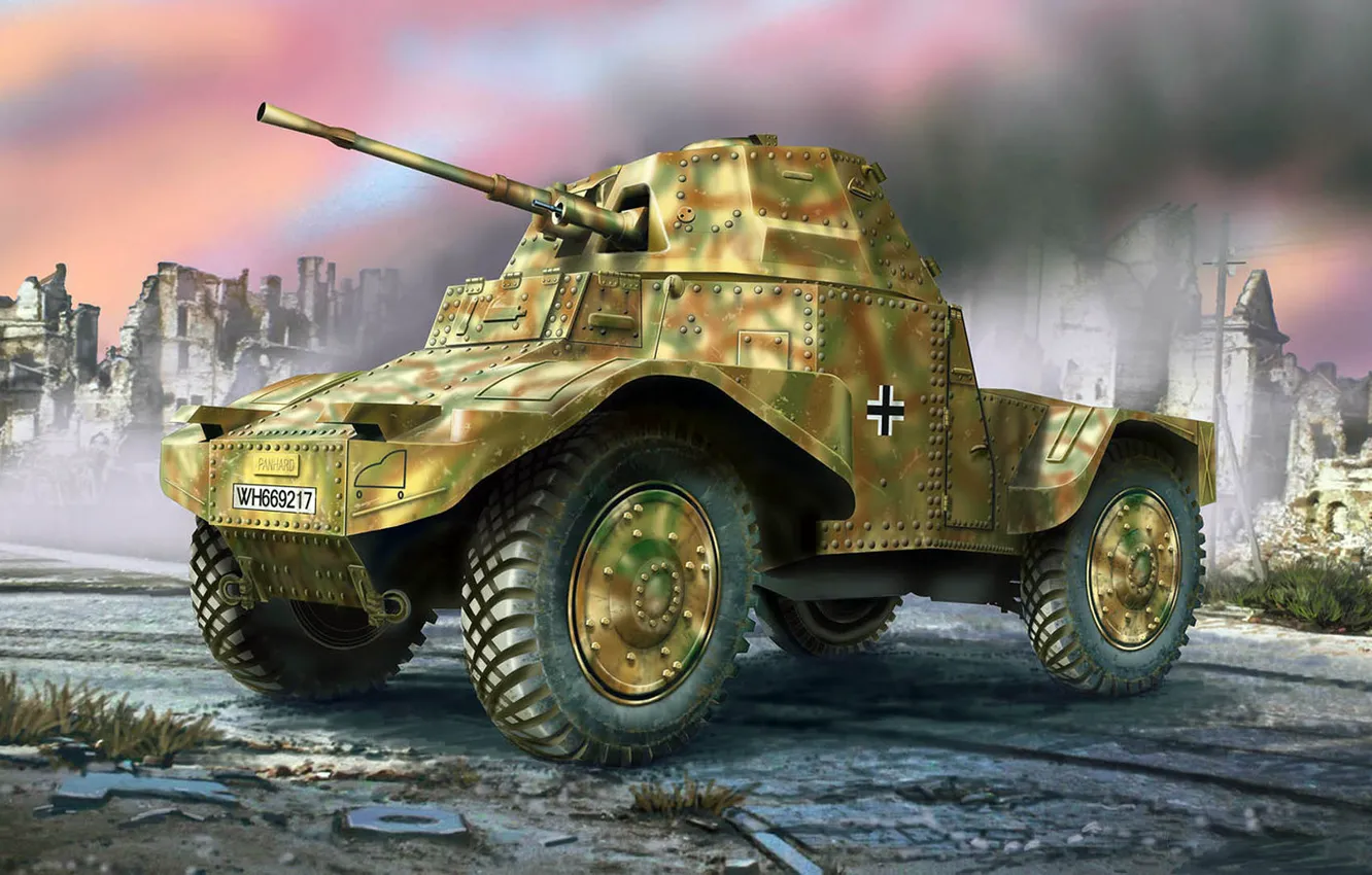 Фото обои Panhard 178, Pz.Spah.204(f), Panzerspähwagen P204(f), AMD 35, бронированная разведывательная машина 204, разведывательный бронеавтомобиль образца 1935 …