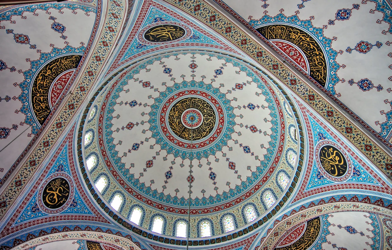 Фото обои узор, краски, мечеть, купол, Турция, Манавгат