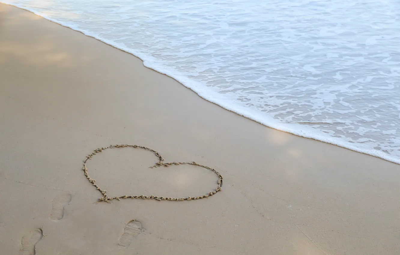 Фото обои песок, море, волны, пляж, лето, любовь, summer, love