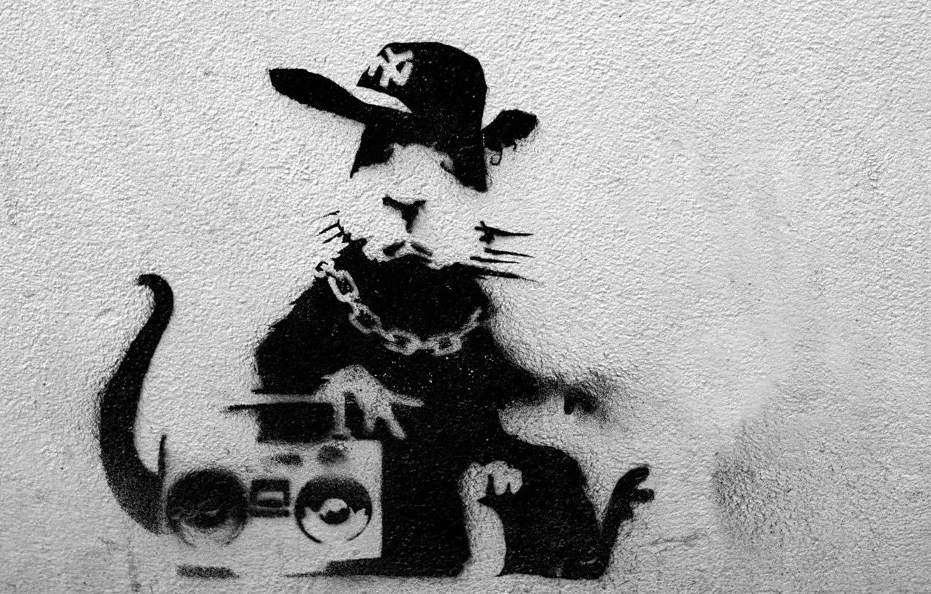 Фото обои Graffiti, Banksy, Rap Rat
