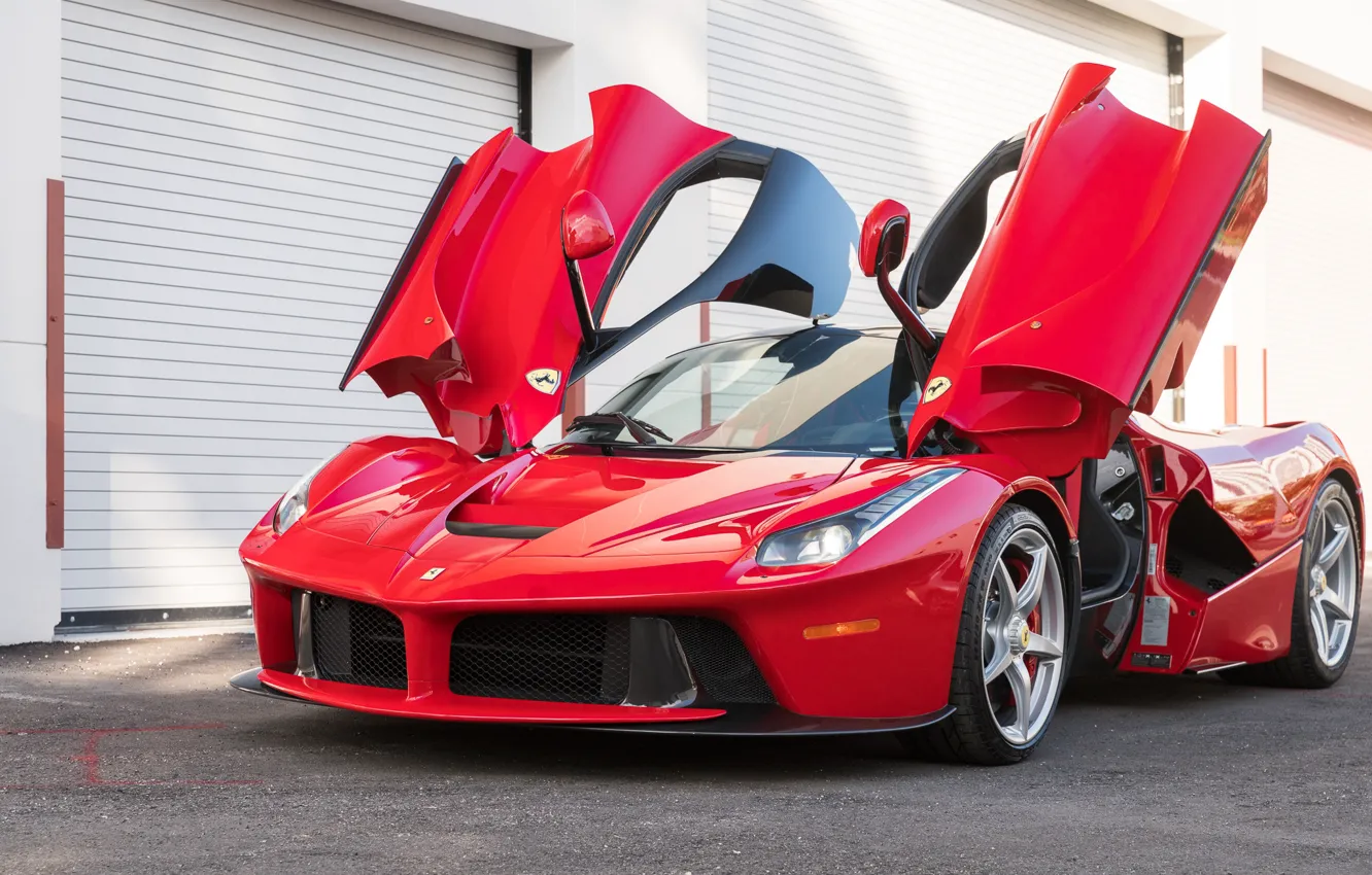 Фото обои Красный, Двери, Supercar, LaFerrari, 2015