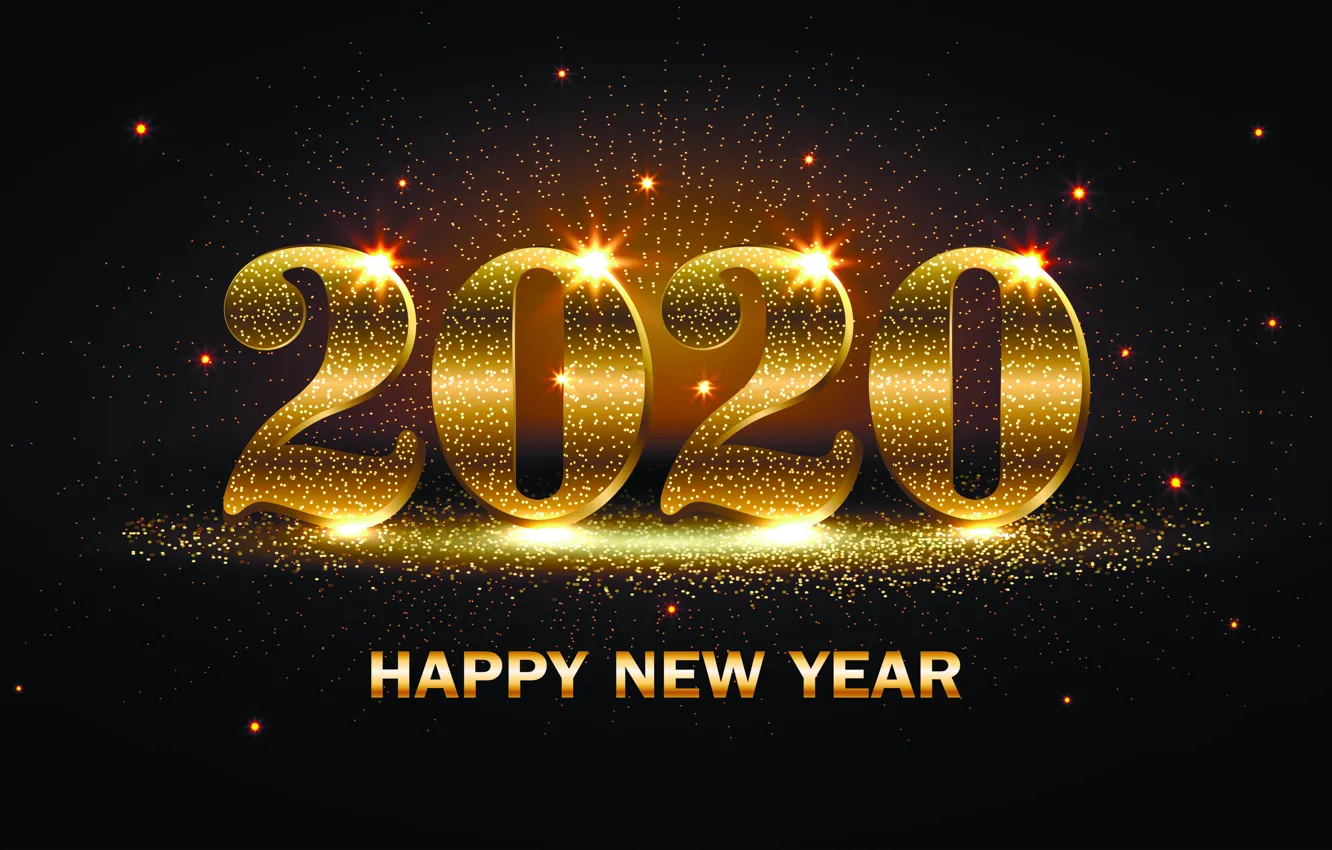 Фото обои надпись, Новый год, звёздочки, 2020